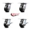 Service Caster 4 Inch Rubber on Aluminum Swivel Caster Set with Ball Bearings 2 Brakes SCC SCC-35S420-RAB-2-SLB-2 - alternate 6
